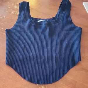 Cotton Citizen Ibiza Square Neck Rib Tank Top Navy Blue Size S NWOT